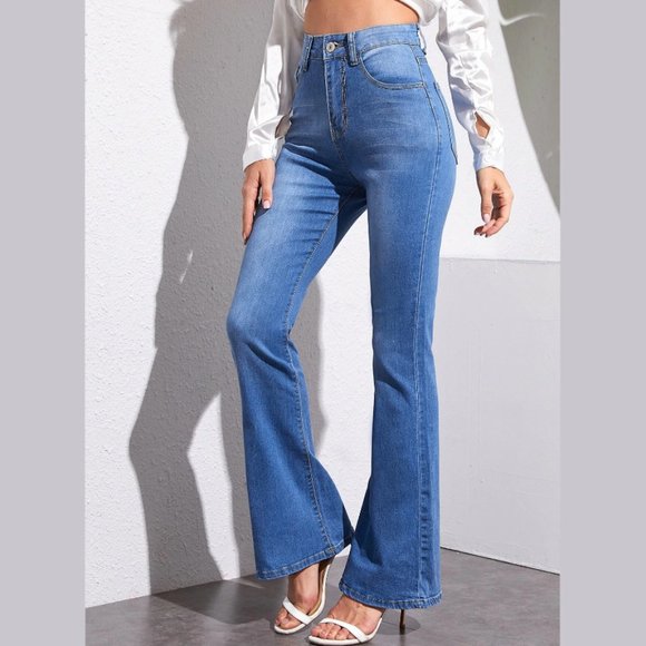 High Waist Flare Leg Stretch Jeans - Picture 3 of 10